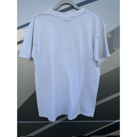 Vintage 90s Anvil single stitch white Native American Tribal Wolves tshirt L - Picture 2 of 10